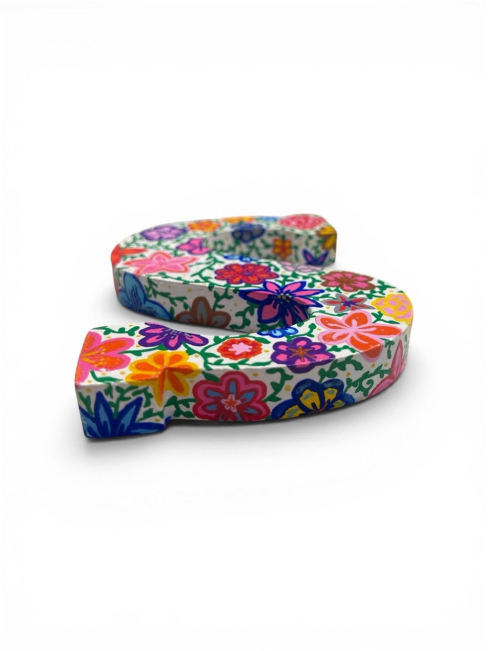 Decorative Floral Letter S - Colorful Painted Wall Accent